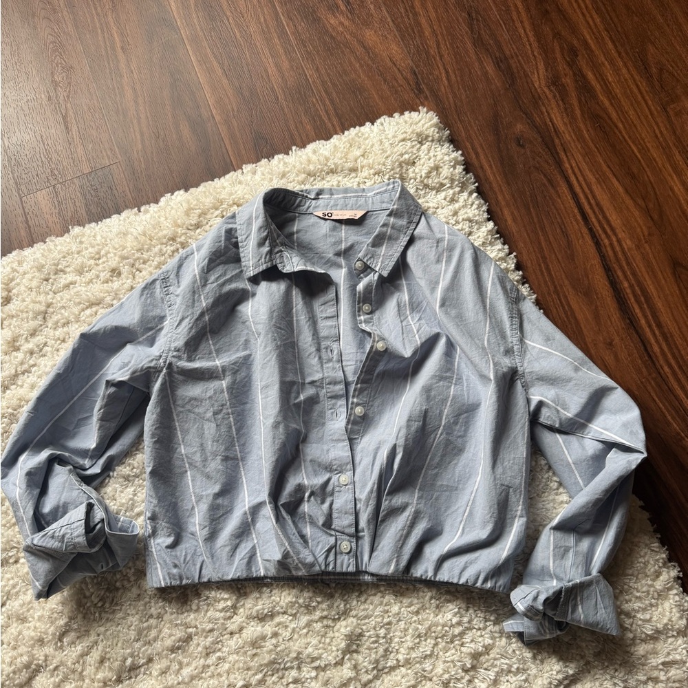 SO Women's Light Gray Button-Up Blazer